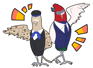 笑顔で手を振っているキジ